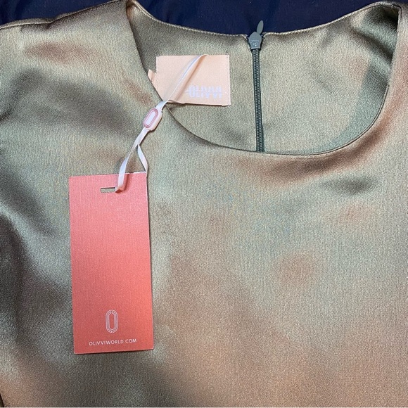 NWT Olivvi Kate Satin Evening Dress in Deep Green - Size L - Picture 2 of 8